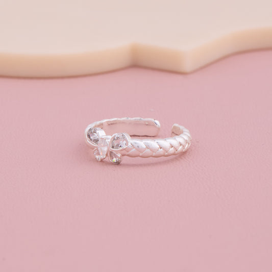 Crystal Butterfly Silver Ring