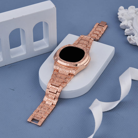 Elegant Rose Gold Carved Digital Watch for Women