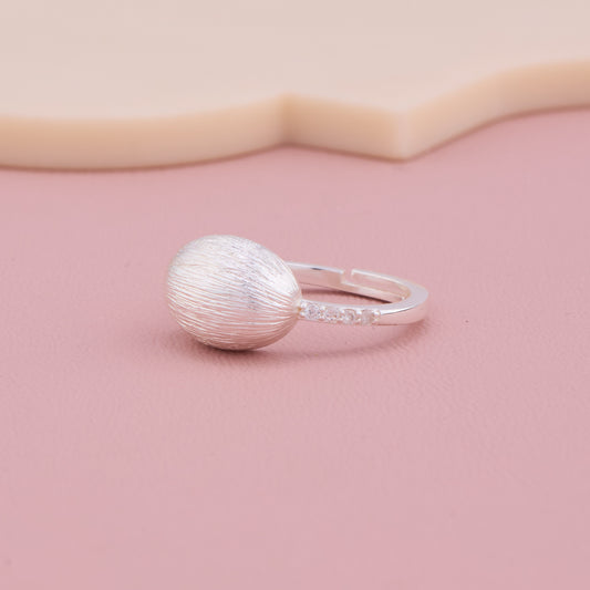 Textured Oval Silver Ring