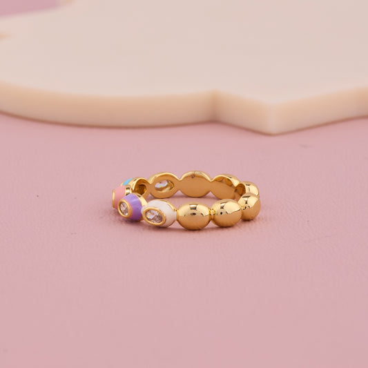 Rainbow Enamel Gold Ring
