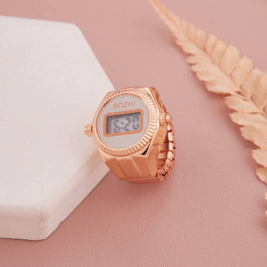 Rose Gold & White Digital Ring Watch for Women – GC Premium Jewellery