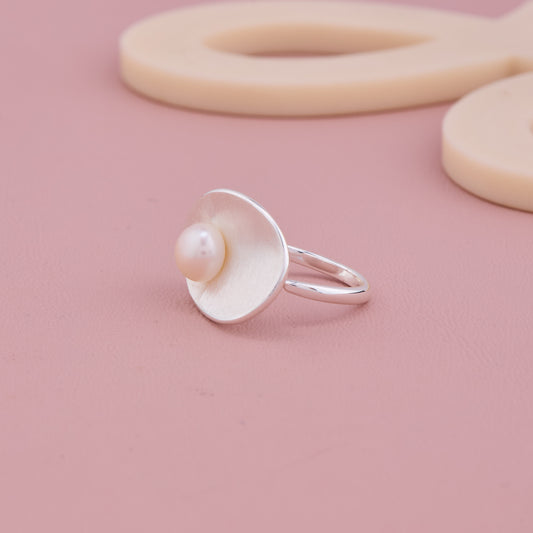 Modern Pearl Silver Ring