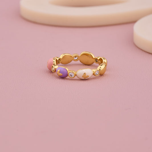Multicolor Enamel Gold Ring