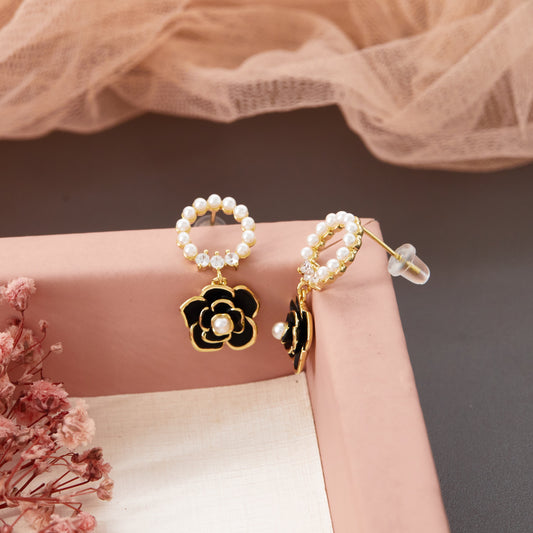 Elegant Floral Earrings with Bling Charm