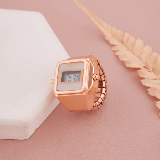 Rose Gold Digital Ring Watch with White Dial for Women – GC Premium Jewellery