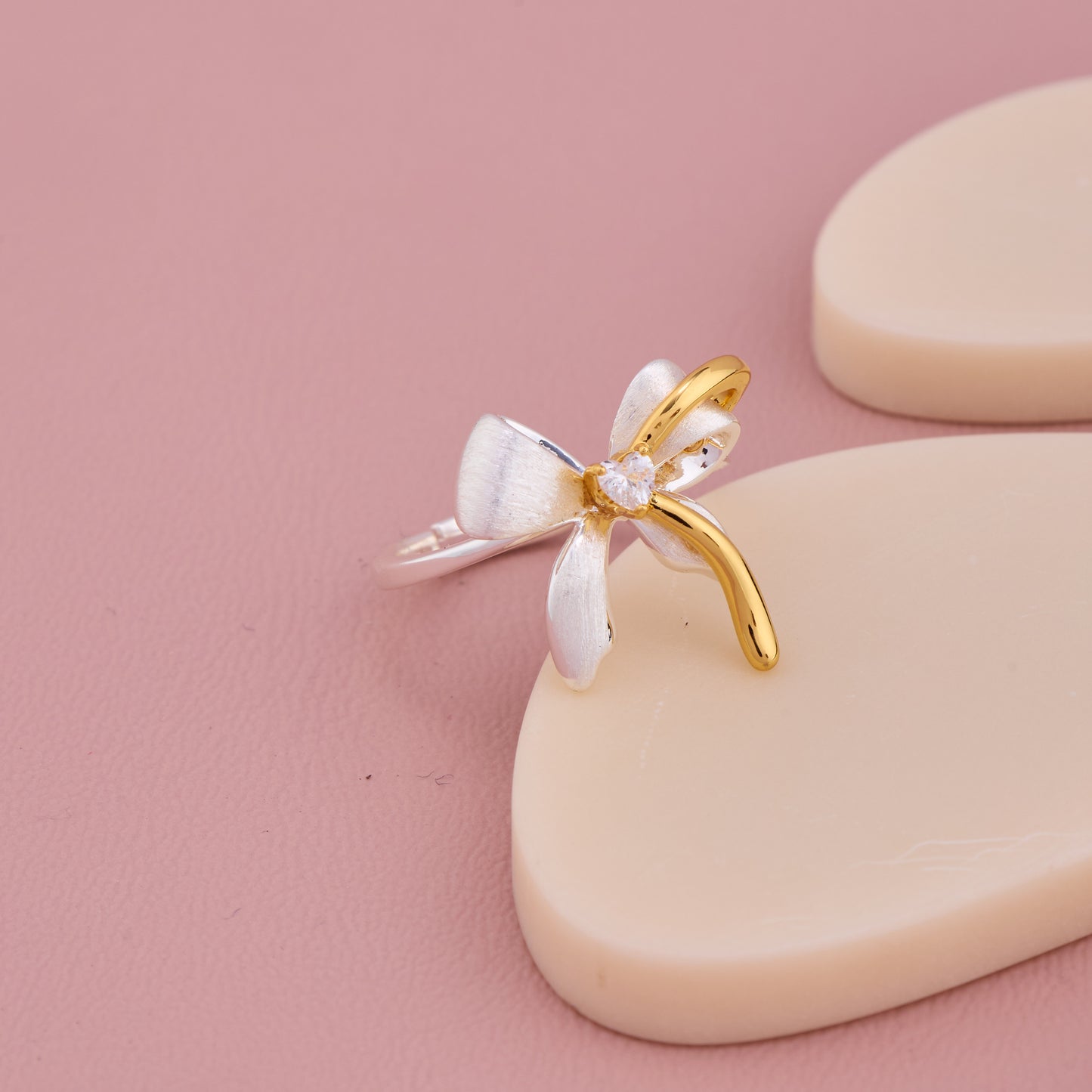 Two-Tone Bow Silver Ring