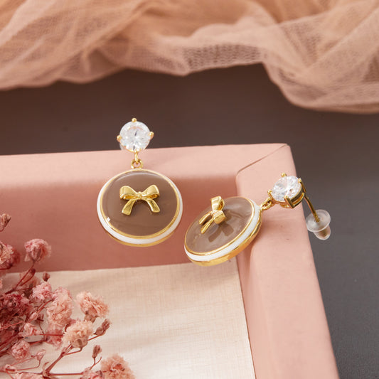 Brown Enamel Elegant Earrings