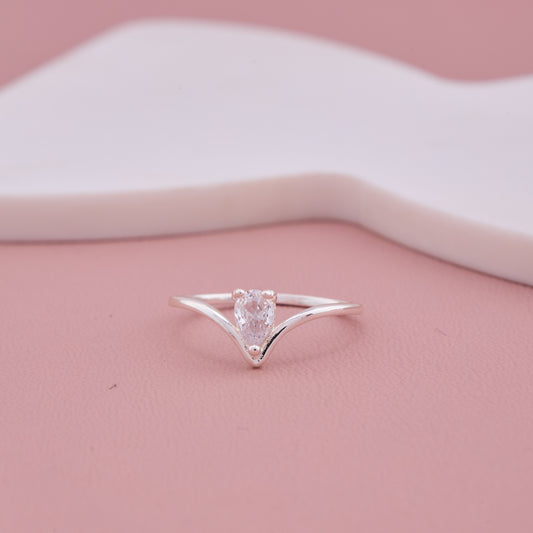 Silver Solitaire Heart Cut Ring