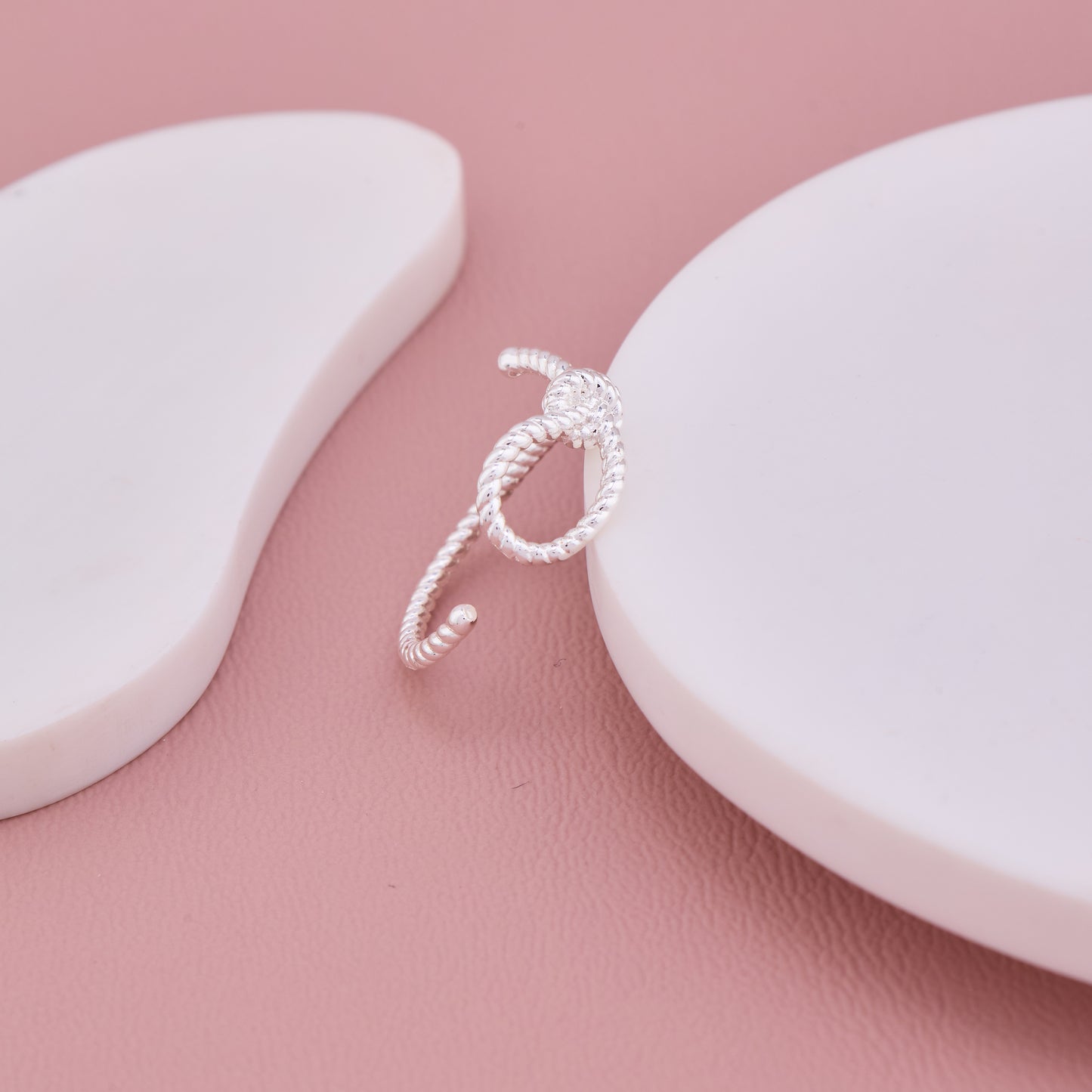 Silver Twisted Rope Knot Adjustable Ring