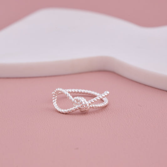 Silver Twisted Rope Knot Adjustable Ring