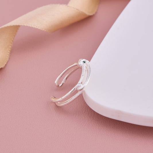Silver Double Band Adjustable Ring