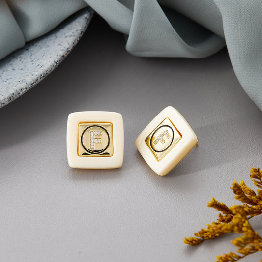 Letter "F" Statement Earrings