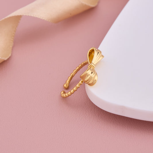 Gold Plated Bow Design Adjustable Ring