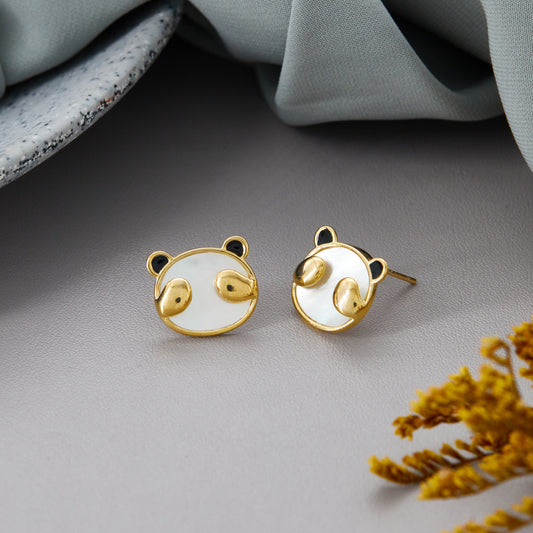 Gold Earrings with Unique Face Motif