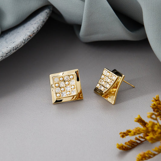 Elegant Gold Earrings with Diamond Accents