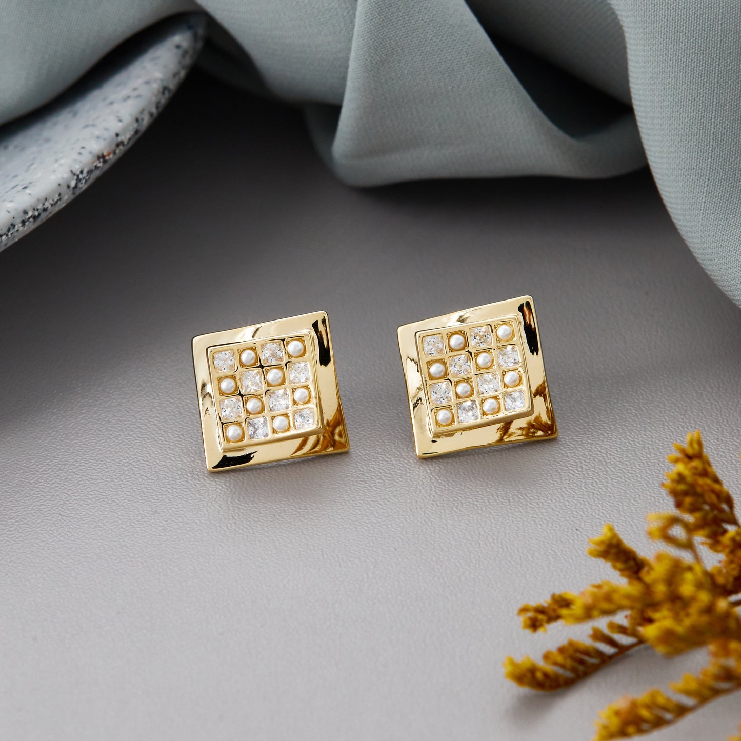 Elegant Gold Earrings with Diamond Accents