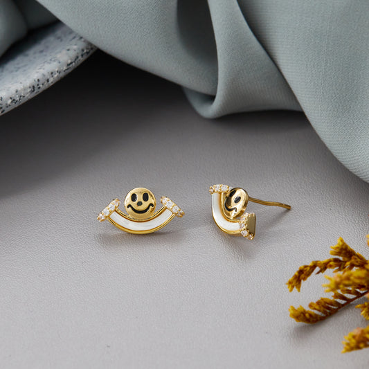 Gold Smiley Face Earrings Playful & Cheerful