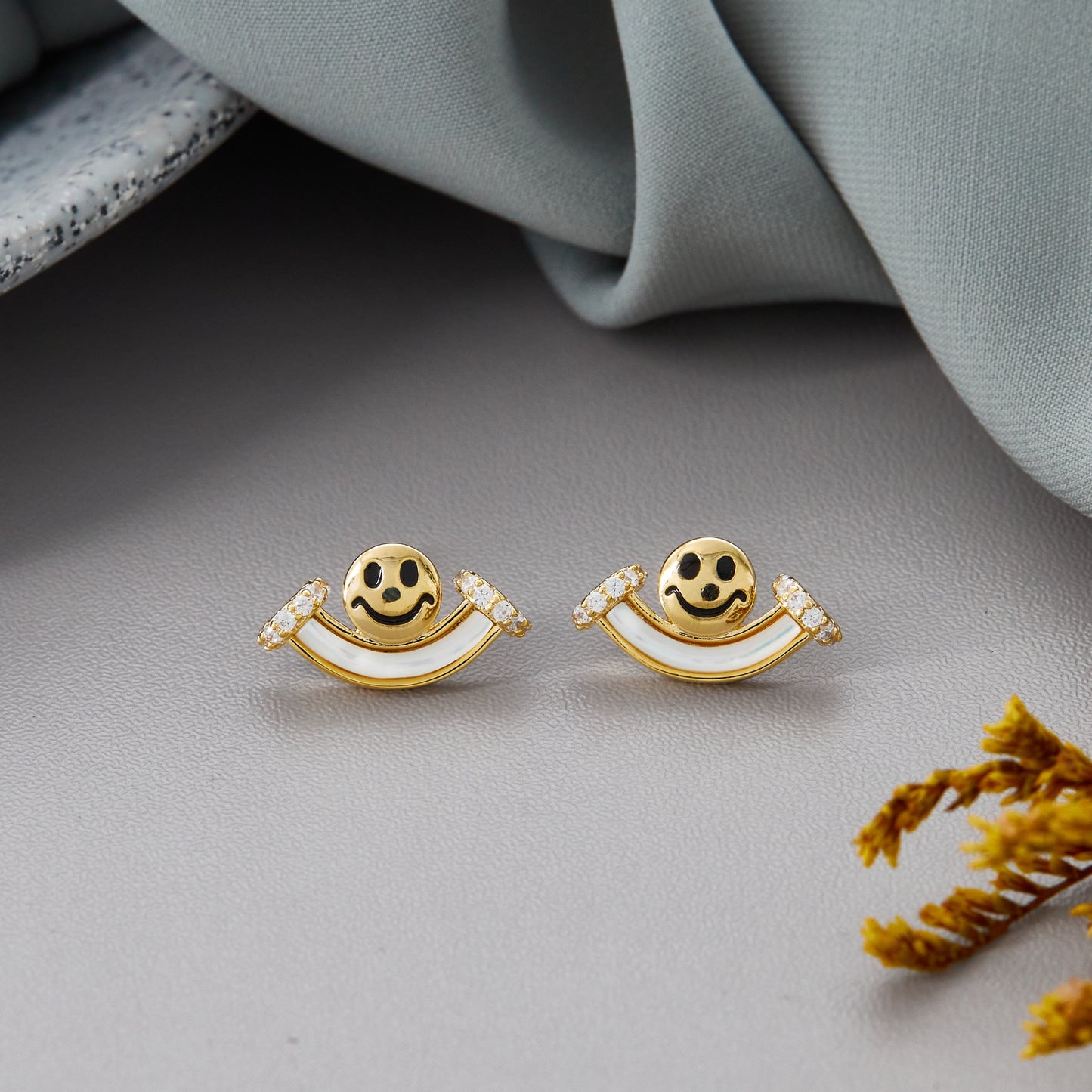 Gold Smiley Face Earrings Playful & Cheerful
