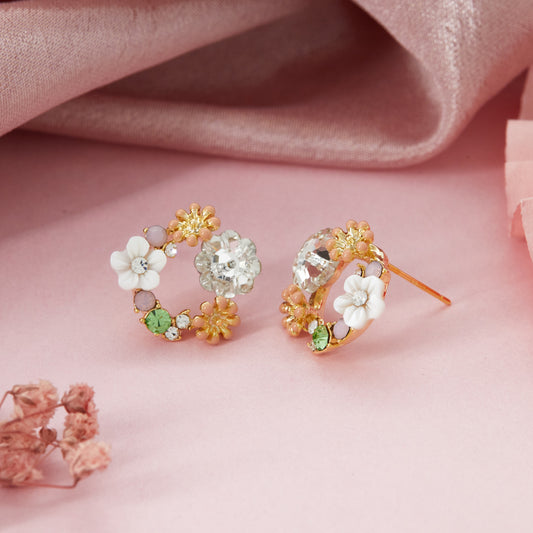 Floral Earrings with Gemstones Colorful & Artistic Jewelry