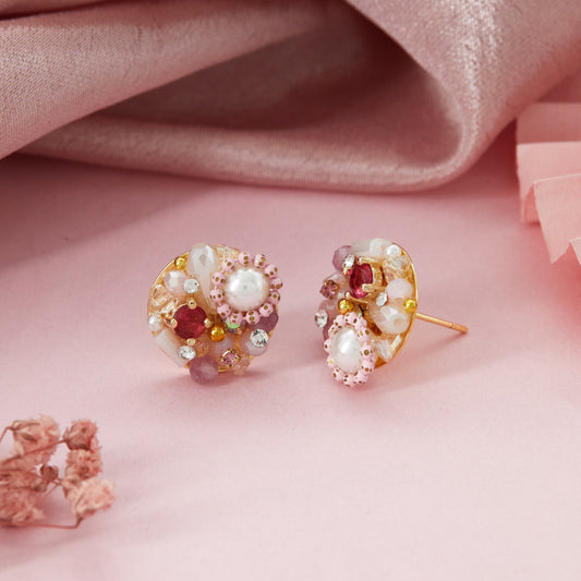 Handcrafted Floral Pearl Earrings Artistic & Elegant