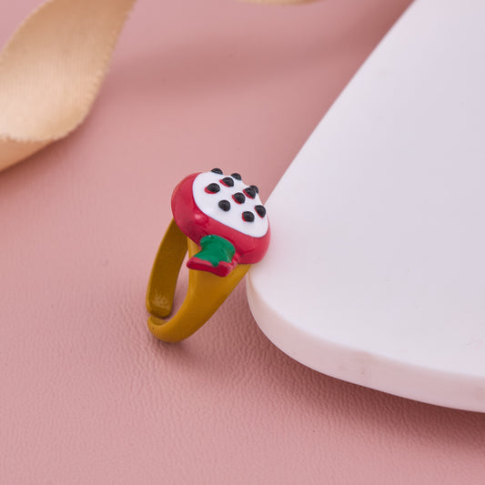 Colorful Dragon Fruit Inspired Adjustable Ring
