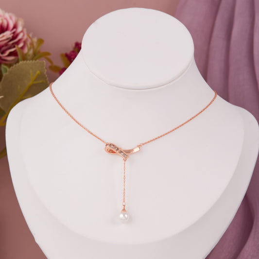 Rose Gold Floral Charm Pendant Necklace