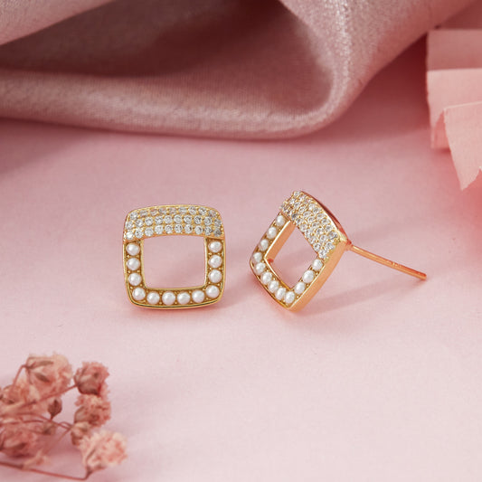 Square Pearl & Crystal Statement Earrings