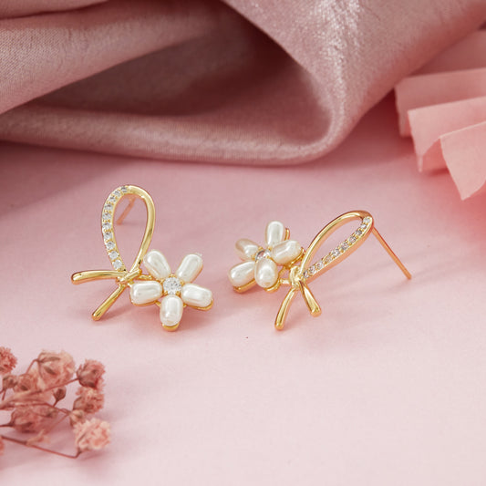 Floral & Pearl Elegant Earrings