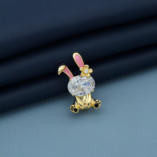 Crystal Bunny Brooch with Pink Ears by GC Premium Jewellery