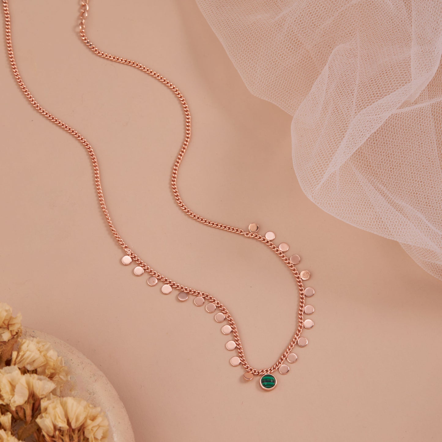 Rose Gold Plated Disc Charm Necklace by GC Premium Jewellery