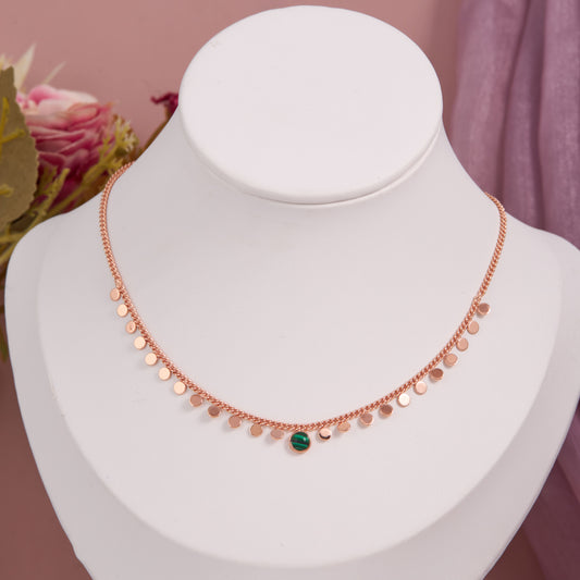 Rose Gold Plated Disc Charm Necklace by GC Premium Jewellery