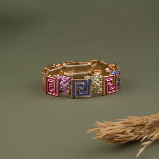 Colorful Geometric Enamel Finish Square Bracelet
