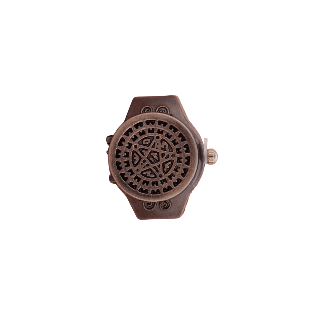 Vintage Gunmetal Star & Heart Rotating Cover Ring Watch