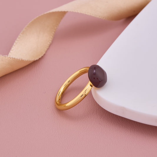 Gold Ring with Bold Maroon Stone