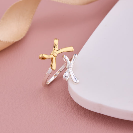 Dual Tone Bow Adjustable Ring