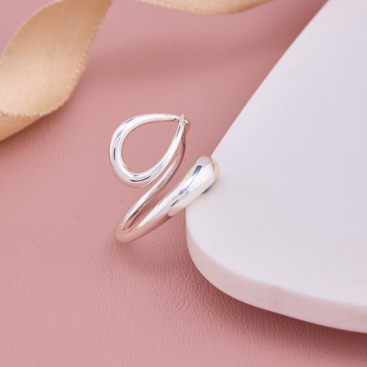 Silver Abstract Loop Ring