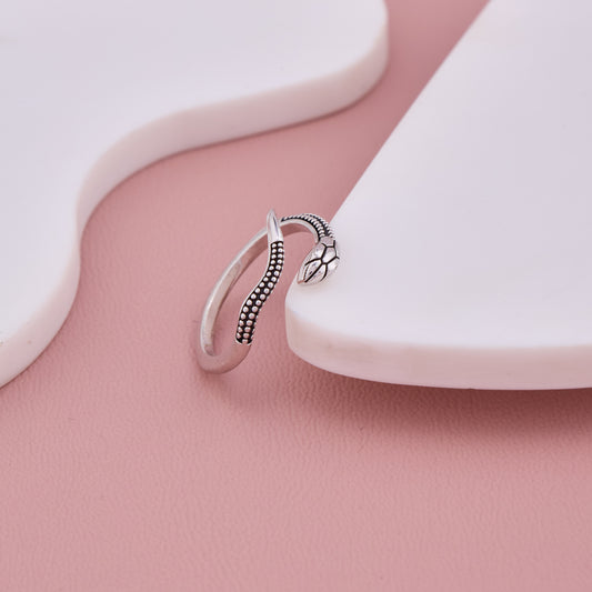 Antique Silver Snake Adjustable Ring