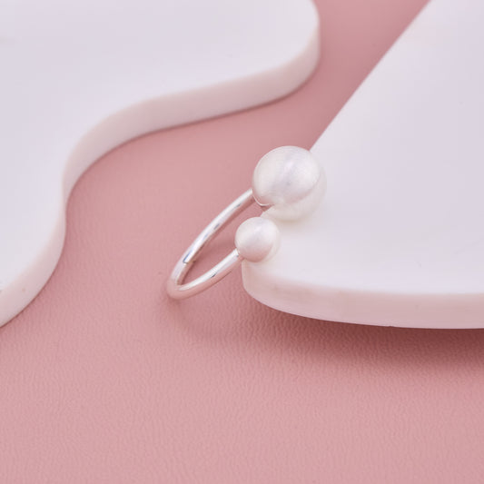 Dual Ball Silver Adjustable Ring