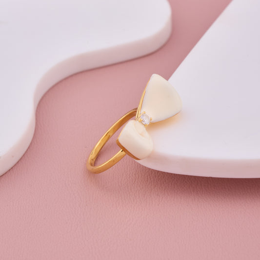 Elegant Bow Ring with Crystal Center