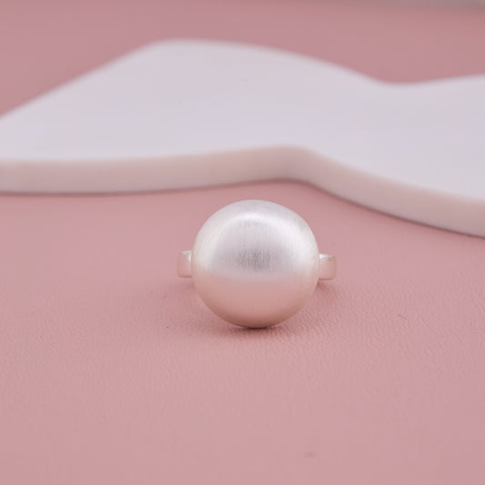 Silver Dome Pearl Ring