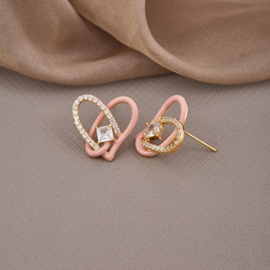 Heart Shape Pink Sophisticated Diamond Earrings