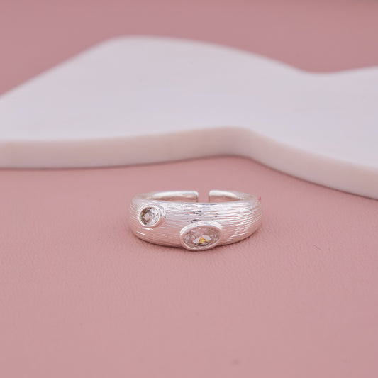 Textured Silver Crystal Ring