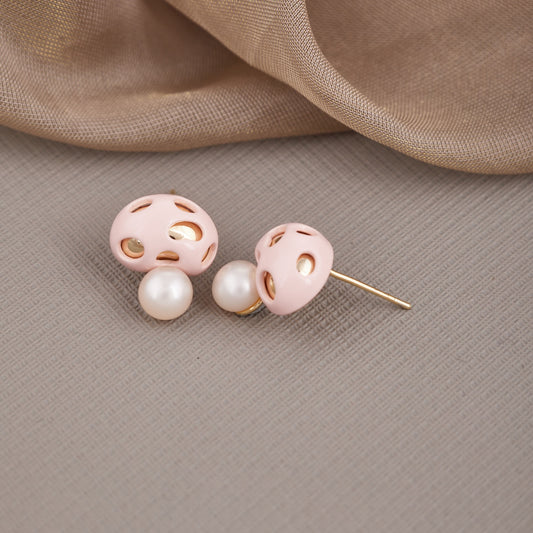 Pink Classic Pearl Earrings
