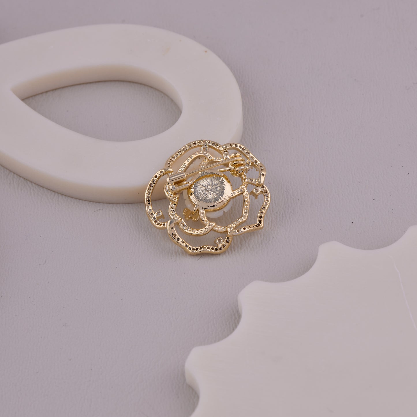 White Rose Crystal Brooch