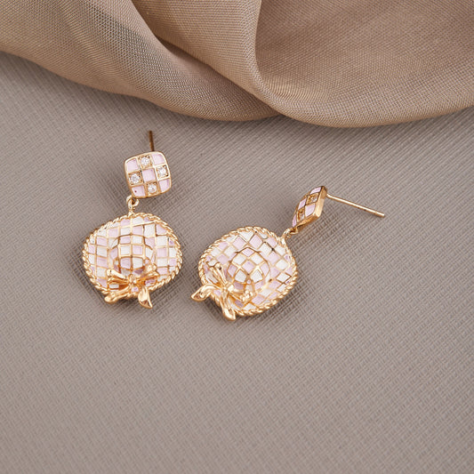 Baby Pink Exquisitely Crafted Earrings Showcasing Intricate Design