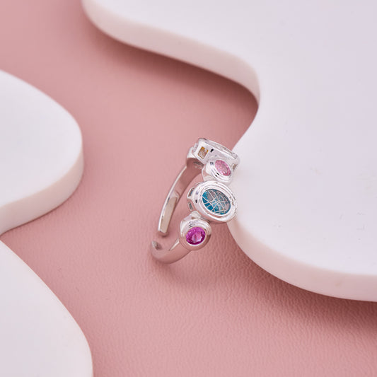 Silver Rainbow Gem Ring