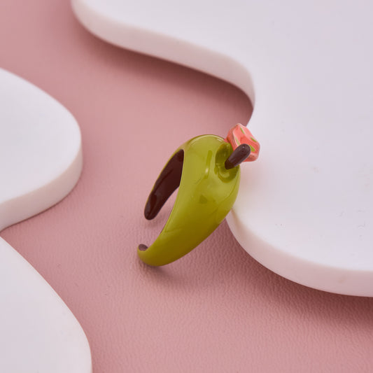 Green Enamel Ladybug Ring