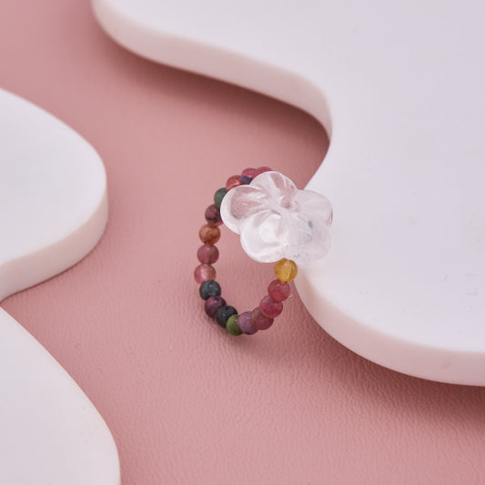 Crystal Flower Beaded Ring