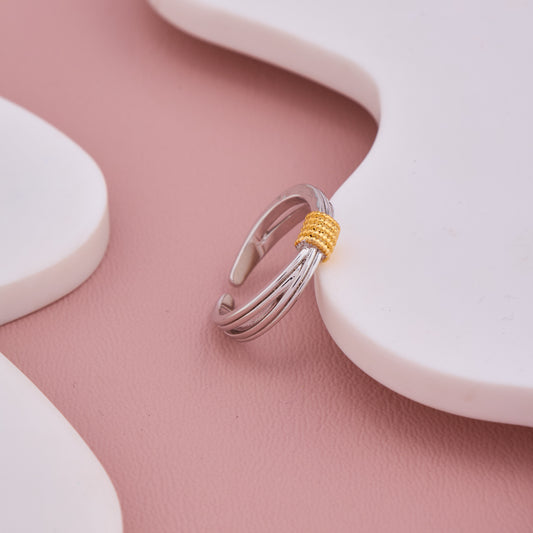 Silver Band Ring with Gold Accent