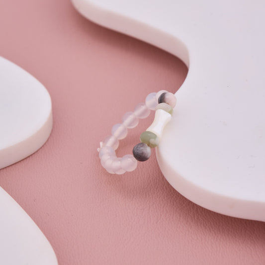 Beaded Ring with Natural Stone Accents